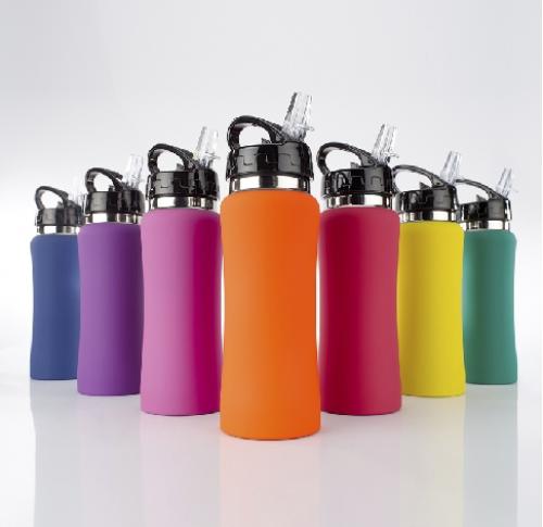 Custom Stainless Steel Water Bottles 600ml Flip Straw Soft Touch